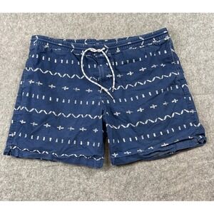 Bonobos Shorts Mens 2XL  Blue Geometric Aztec AOP Drawstring Cotton Unlined 7"